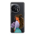 Полупрозрачный дизайнерский пластиковый чехол для OnePlus 11 девушка цветы