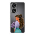 Полупрозрачный дизайнерский пластиковый чехол для Huawei Nova 11 SE девушка цветы