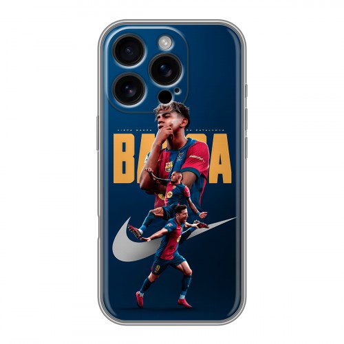 Дизайнерский силиконовый чехол для Iphone 16 Pro Барселона Barca Yamal 