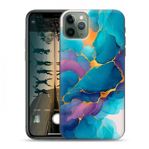 Дизайнерский силиконовый чехол для Iphone 11 Pro Мрамор блестки
