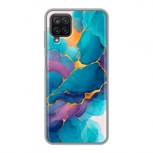 Дизайнерский силиконовый чехол для Samsung Galaxy A12 Мрамор блестки