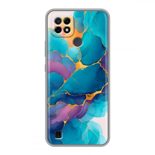 Дизайнерский силиконовый чехол для Realme C21 Мрамор блестки