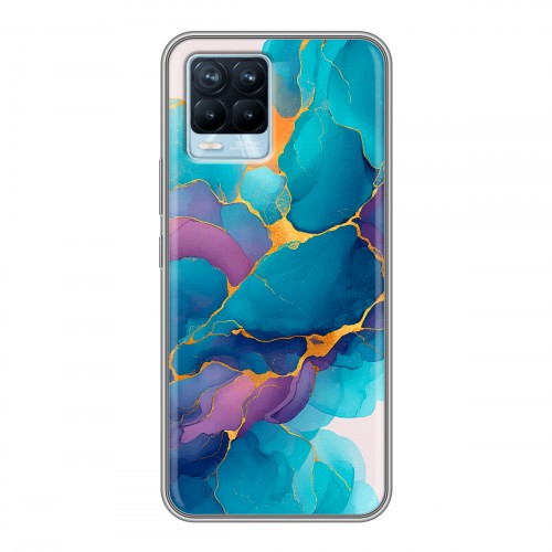 Дизайнерский силиконовый чехол для Realme 8 Мрамор блестки