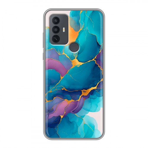 Дизайнерский силиконовый чехол для TCL 30E Мрамор блестки