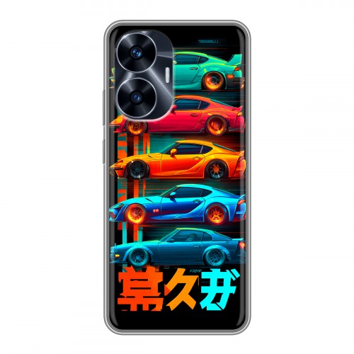 Дизайнерский силиконовый с усиленными углами чехол для Realme C55 машины тачки