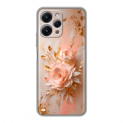 Полупрозрачный дизайнерский силиконовый с усиленными углами чехол для Xiaomi RedMi 12 женский