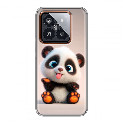 Дизайнерский силиконовый чехол для Xiaomi 14 Pro милая панда
