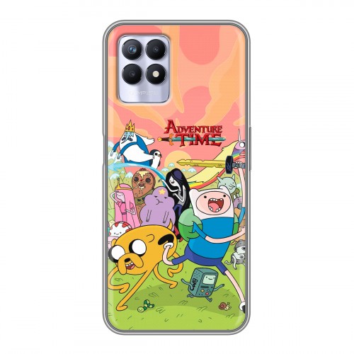 Полупрозрачный дизайнерский силиконовый чехол для Realme 8i Adventure time Время приключений