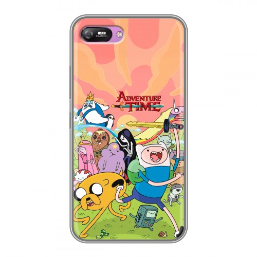 Полупрозрачный дизайнерский силиконовый с усиленными углами чехол для Itel A25 Adventure time Время приключений