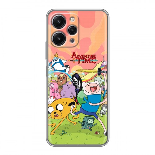 Полупрозрачный дизайнерский пластиковый чехол для Xiaomi RedMi 12 Adventure time Время приключений
