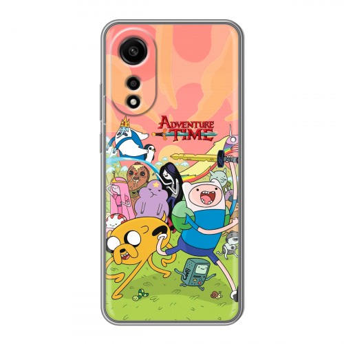 Полупрозрачный дизайнерский силиконовый чехол для OPPO A78 4G Adventure time Время приключений