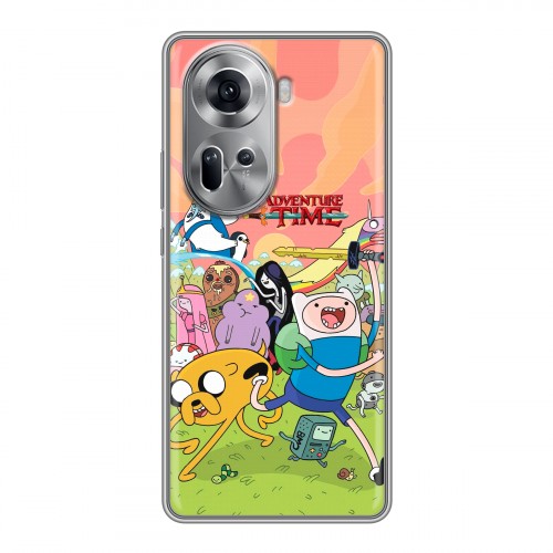 Полупрозрачный дизайнерский силиконовый чехол для OPPO Reno 11 Adventure time Время приключений