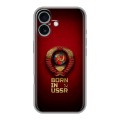 Дизайнерский силиконовый чехол для Iphone 16 Plus Флаг Герб СССР