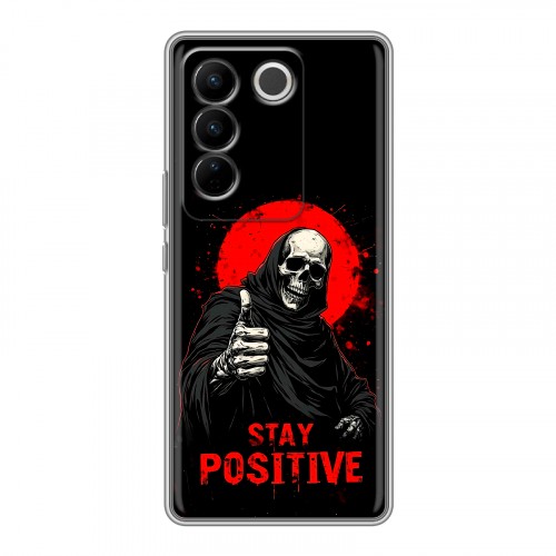 Дизайнерский силиконовый с усиленными углами чехол для Vivo V27 смешной скелет