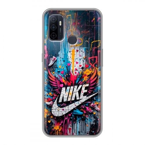 Дизайнерский силиконовый с усиленными углами чехол для OPPO A53 Nike Найк