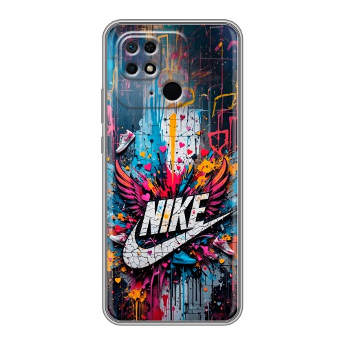 Дизайнерский силиконовый с усиленными углами чехол для Xiaomi Redmi 10C Nike Найк