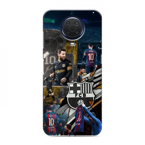 Дизайнерский силиконовый с усиленными углами чехол для Nokia G20 Messi Barcelona