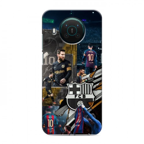 Дизайнерский силиконовый с усиленными углами чехол для Nokia X10 Messi Barcelona