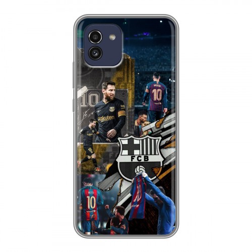 Дизайнерский силиконовый чехол для Samsung Galaxy A03 Messi Barcelona