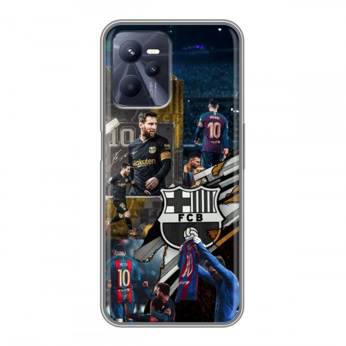 Дизайнерский силиконовый с усиленными углами чехол для Realme C35 Messi Barcelona
