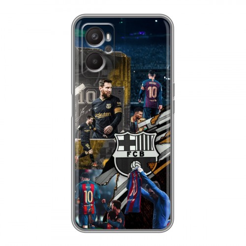 Дизайнерский силиконовый с усиленными углами чехол для OPPO A96 Messi Barcelona