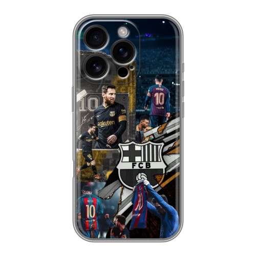 Дизайнерский силиконовый чехол для Iphone 16 Pro Messi Barcelona