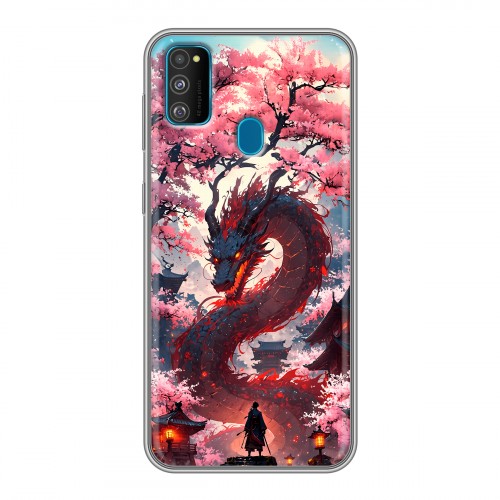 Дизайнерский силиконовый чехол для Samsung Galaxy M30s Дракон Японский