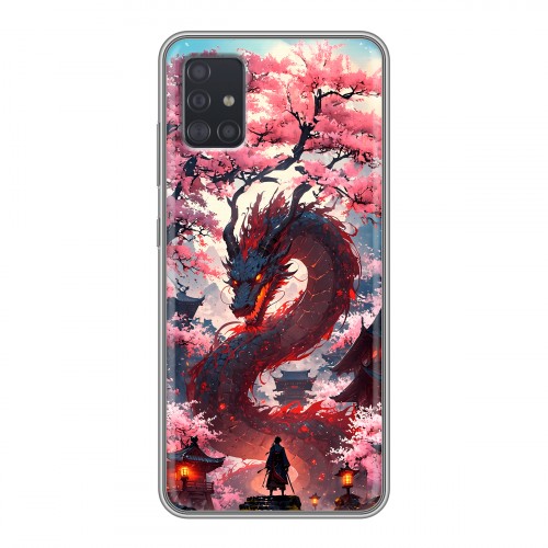 Дизайнерский силиконовый чехол для Samsung Galaxy A51 Дракон Японский