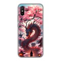 Дизайнерский силиконовый чехол для Xiaomi RedMi 9A Дракон Японский