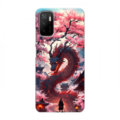 Дизайнерский силиконовый чехол для Xiaomi Poco M3 Pro Дракон Японский