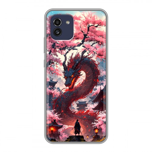 Дизайнерский силиконовый чехол для Samsung Galaxy A03 Дракон Японский