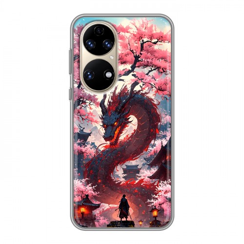 Дизайнерский силиконовый чехол для Huawei P50 Pro Дракон Японский