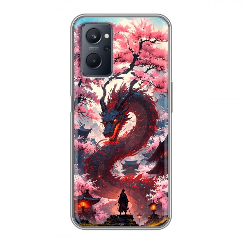 Дизайнерский силиконовый чехол для Realme 9i Дракон Японский