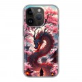 Дизайнерский силиконовый чехол для Iphone 14 Pro Дракон Японский