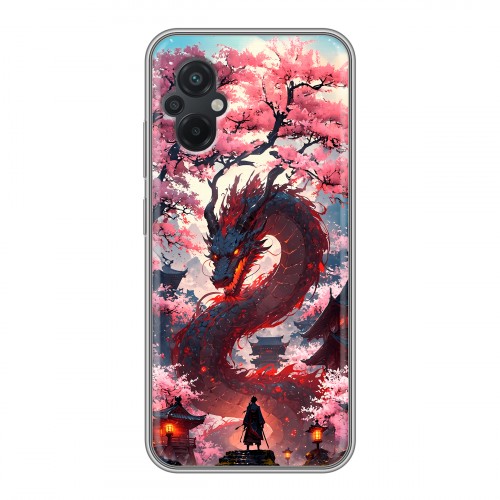 Дизайнерский силиконовый чехол для Xiaomi Poco M5 Дракон Японский