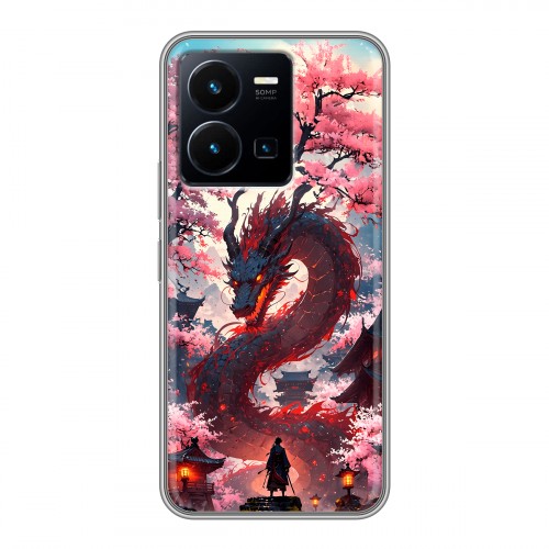 Дизайнерский силиконовый чехол для Vivo Y35 Дракон Японский
