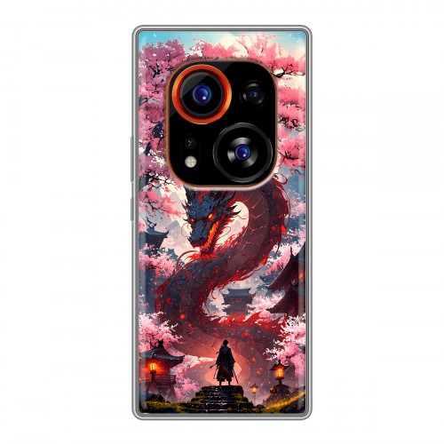 Дизайнерский силиконовый чехол для Tecno Phantom X2 Pro Дракон Японский