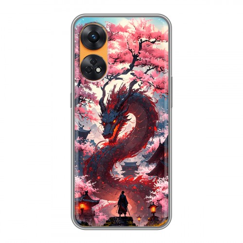 Дизайнерский силиконовый чехол для OPPO Reno8 T Дракон Японский