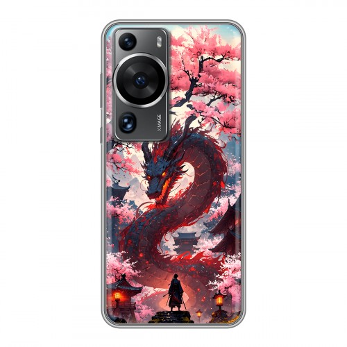 Дизайнерский силиконовый чехол для Huawei P60 Дракон Японский