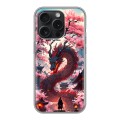Дизайнерский силиконовый чехол для Iphone 15 Pro Дракон Японский