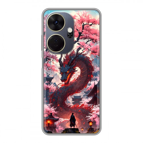 Дизайнерский силиконовый чехол для Itel P55 Plus Дракон Японский
