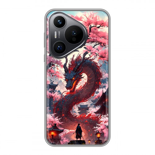 Дизайнерский силиконовый чехол для Huawei Pura 70 Дракон Японский