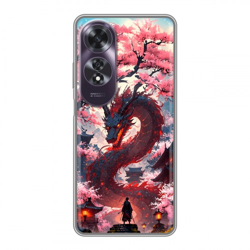 Дизайнерский силиконовый чехол для OPPO A60 Дракон Японский