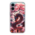 Дизайнерский силиконовый чехол для Iphone 16 Plus Дракон Японский