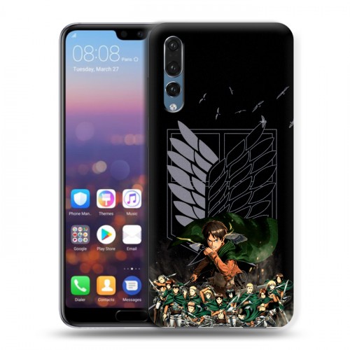 Дизайнерский силиконовый с усиленными углами чехол для Huawei P20 Pro Атака титанов