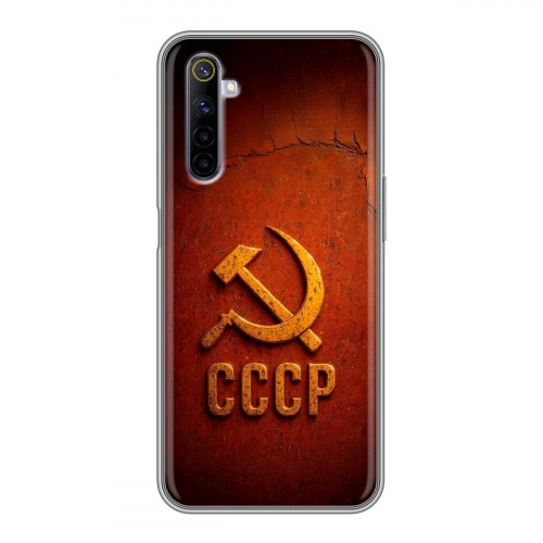 Дизайнерский силиконовый с усиленными углами чехол для Realme 6 Флаг Герб СССР