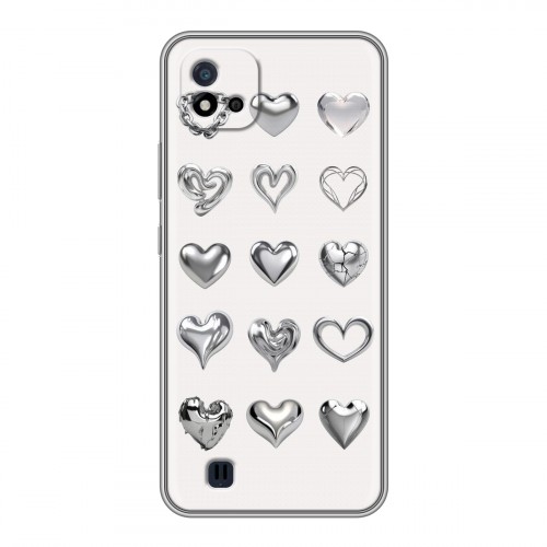 Дизайнерский силиконовый чехол для Realme C20 Y2K сердечки
