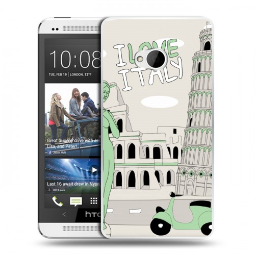Дизайнерский пластиковый чехол для HTC One (M7) Dual SIM Столичные зарисовки