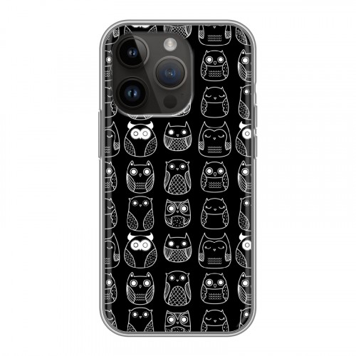 Дизайнерский силиконовый чехол для Iphone 14 Pro Совиные узоры