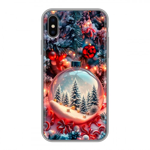 Дизайнерский силиконовый чехол для Iphone x10 Новый год
